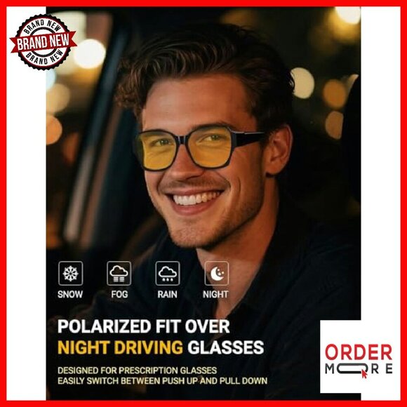 Polarized Night Driving Glasses Folding Oversized Fit Over Prescription main image 7
